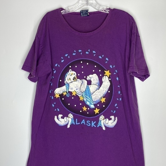 Vintage Polar Graphics Alaska Purple Sleep Shirt OSFA (XL) - Picture 2 of 10